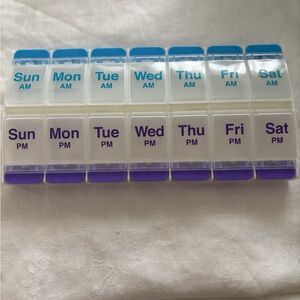 Weekly AM/PM Pill Organizer - Blue & Purple